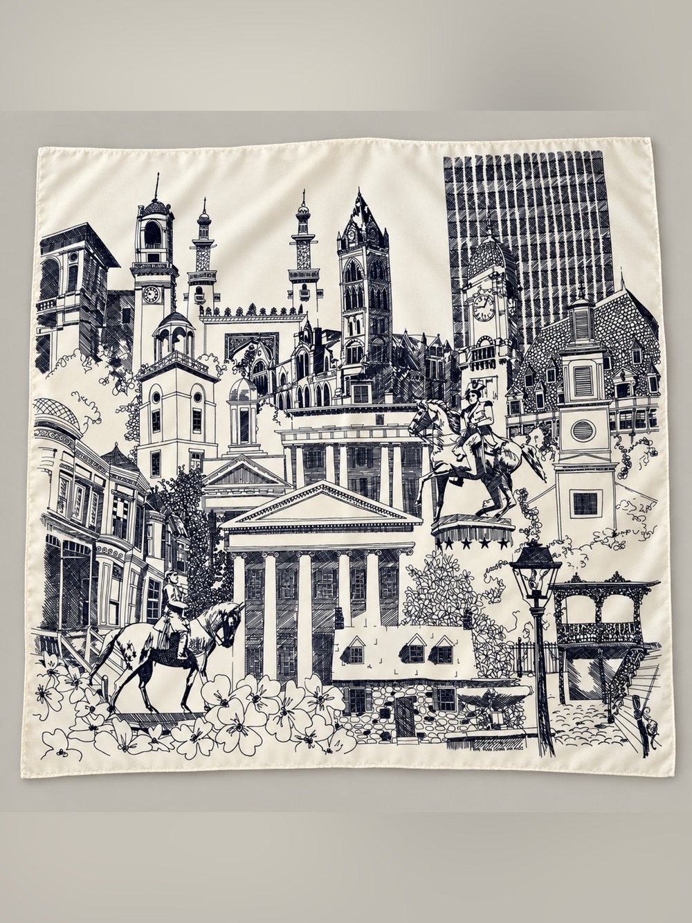 Vintage Thalhimers Richmond VA Landmark Scarf Bill Long Made in Italy